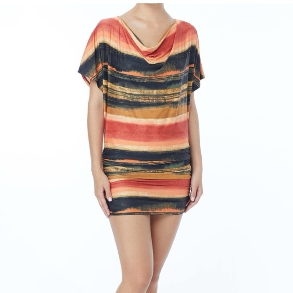 Carmen Marc Valvo Pacific Sunset Swim Cover Up Small